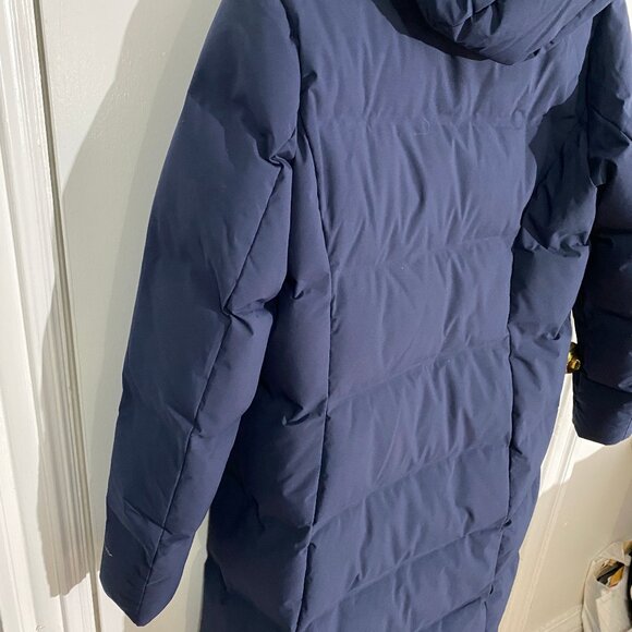 Navy blue, real down hooded puffer coat -Eddie Bauer - Picture 7 of 7